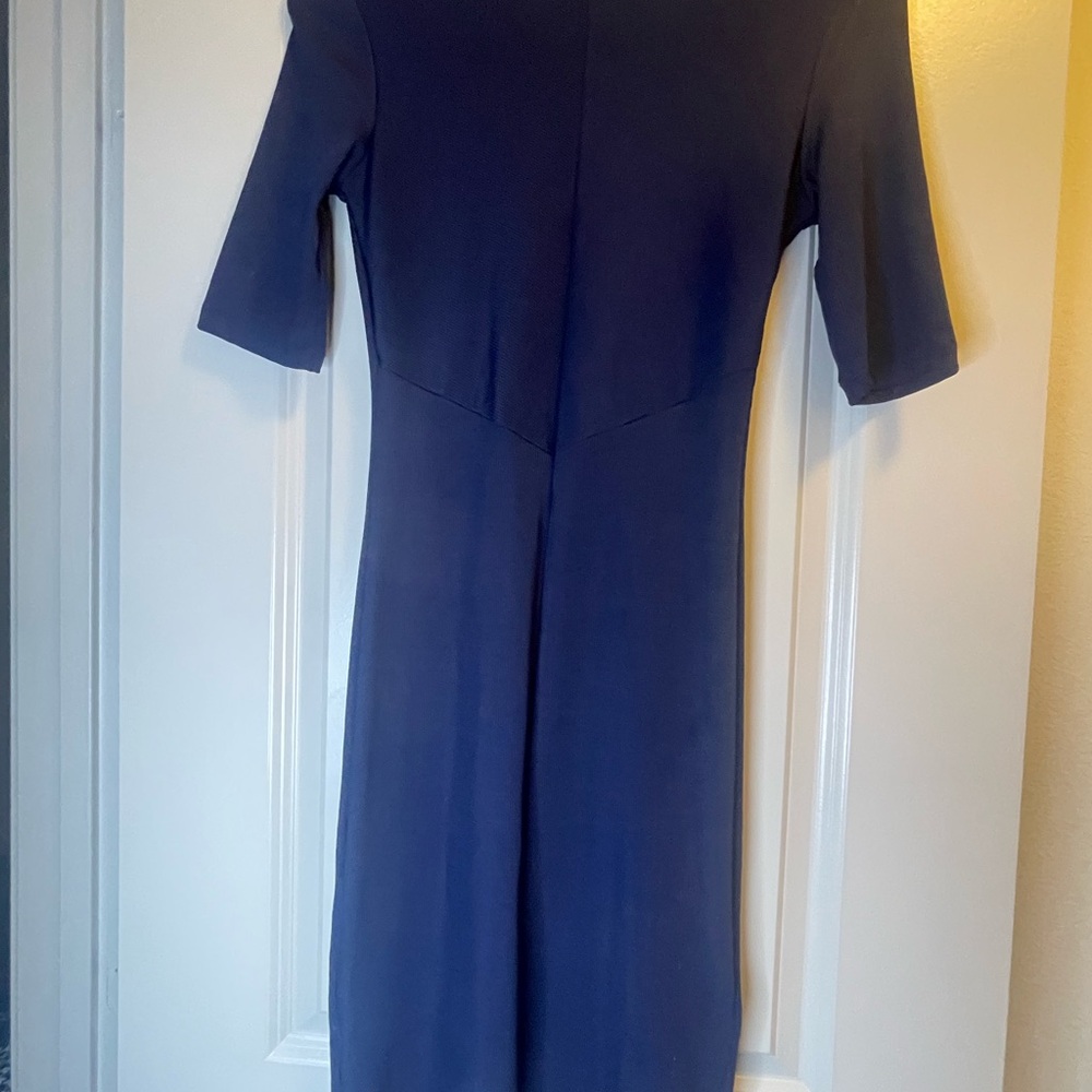Elegant Navy Blue Long Sleeve Dress